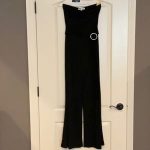 White House Black Market Black Strapless Split-Leg Jumpsuit Size S